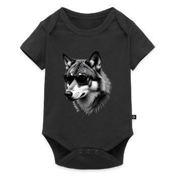 Lunettes de soleil loup motif animal avec imprimé loup - Body à manches courtes Premium Bébé - noir - Devant