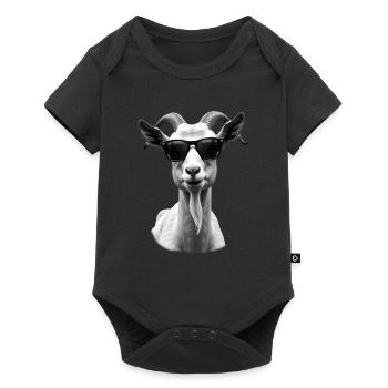 Chèvre avec lunettes de soleil Motif animal Porte-chèvre - Body à manches courtes Premium Bébé - noir - Devant