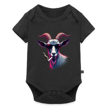 Chèvre avec des lunettes de soleil motif animal chèvres fumantes - Body à manches courtes Premium Bébé - noir - Devant