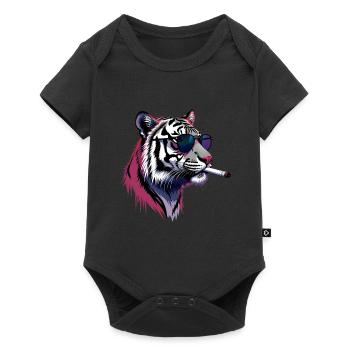 Tiger with Sunglasses Animal Motif Smoking Tiger - Baby Premium short-sleeve bodysuit - black - Front