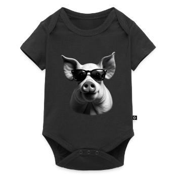 Pig with Sunglasses Animal Motif - Baby Premium short-sleeve bodysuit - black - Front