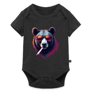 Bear with Sunglasses Animal Motif Smoking Bear - Baby Premium short-sleeve bodysuit - black - Front