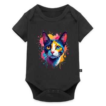 Cat Colorful Art Artwork Cat Owner Animal - Baby Premium short-sleeve bodysuit - black - Front