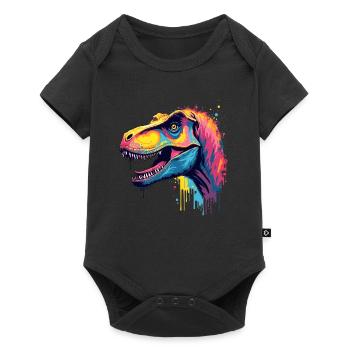 T-Rex Coloré Art Oeuvre Motif Animal Dinosaure - Body à manches courtes Premium Bébé - noir - Devant