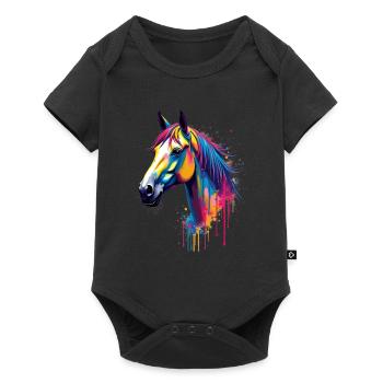 cheval coloré art oeuvre animal motif chevaux - Body à manches courtes Premium Bébé - noir - Devant
