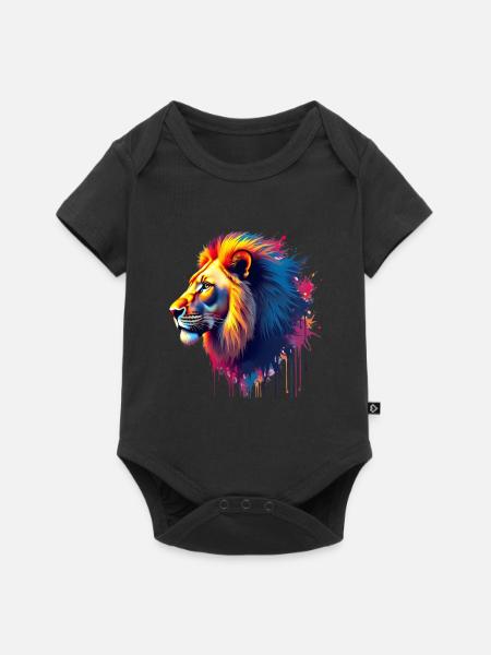 Lion Coloré Art Oeuvre Motif Animal Lion - Body à manches courtes Premium Bébé - noir