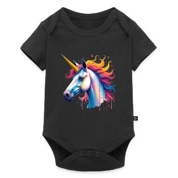 Licorne Coloré Art Oeuvre Motif Animal Licorne - Body à manches courtes Premium Bébé - noir - Devant