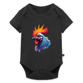 poulet coloré art oeuvre animal motif poulets - Body à manches courtes Premium Bébé - noir - Devant