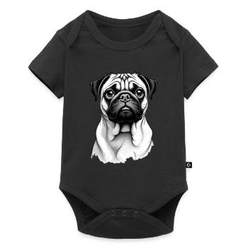 Mops Schwarz Weiß Outfit Tier Motiv Kunst Mops - Baby Premium Kurzarmbody - Schwarz - Vorne