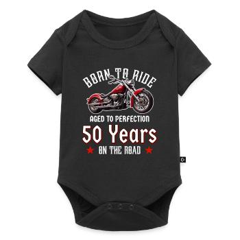 50 Birthday 1975 Motorcyclist Motorcycle - Baby Premium short-sleeve bodysuit - black - Front