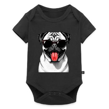 Pug with sunglasses dog animal motif funny - Baby Premium short-sleeve bodysuit - black - Front