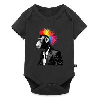 Chimpanzé punk motif animal drôle singe - Body à manches courtes Premium Bébé - noir - Devant