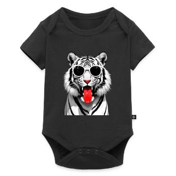Tiger with Sunglasses Animal Motif Funny Tiger - Baby Premium short-sleeve bodysuit - black - Front