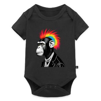 Chimpanzé punk motif animal drôle singe - Body à manches courtes Premium Bébé - noir - Devant