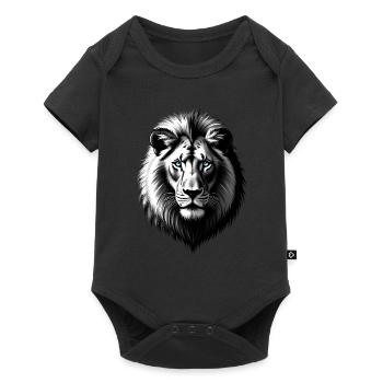 Lion aux yeux bleus motif animal Art Lion - Body à manches courtes Premium Bébé - noir - Devant