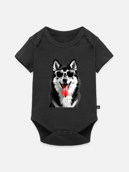 Husky Hund Tier Motiv lustiger Hunde - Baby Premium Kurzarmbody - Schwarz