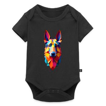 German Shepherd Polygon Dog Animal Motif Art Dogs - Baby Premium short-sleeve bodysuit - black - Front