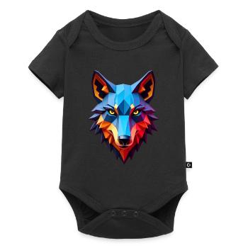 Wolf Polygon Wölfe Tier Motiv Kunst Wolfs - Baby Premium Kurzarmbody - Schwarz - Vorne