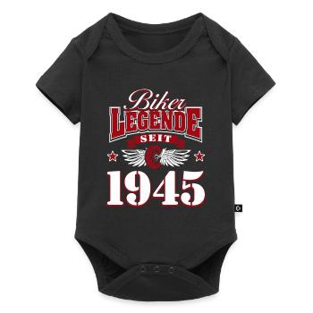 80th Birthday 1945 Motorcycle Motorcyclist - Baby Premium short-sleeve bodysuit - black - Front