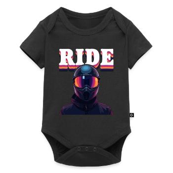 Cool motorcyclist biker design with the text - Baby Premium short-sleeve bodysuit - black - Front