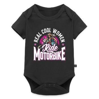 Real Cool Woman ride Motorbike Biker - Baby Premium short-sleeve bodysuit - black - Front