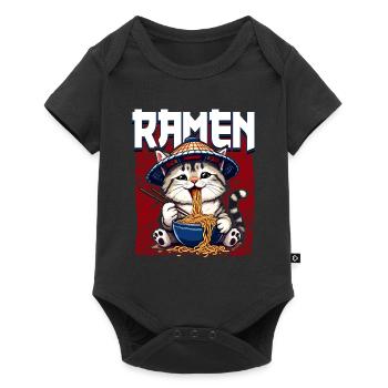 Anime Manga Otaku Japon Nouilles Ramen Chat - Body à manches courtes Premium Bébé - noir - Devant