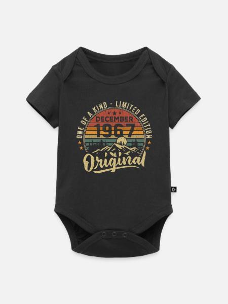 Vintage Retro December 1967 Birthday Gift - Baby Premium short-sleeve bodysuit - black