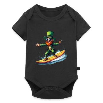 Surf Surfeur Leprechaun Sports Fête de la Saint-Patrick - Body à manches courtes Premium Bébé - noir - Devant