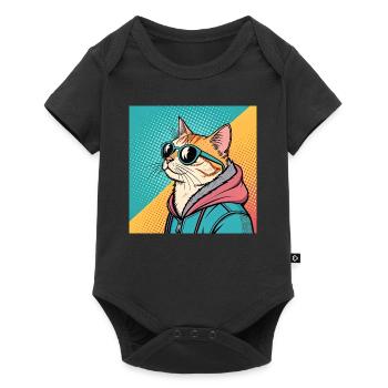 Cooles Katze Design im Pop Art Stil für alle - Baby Premium Kurzarmbody - Schwarz - Vorne