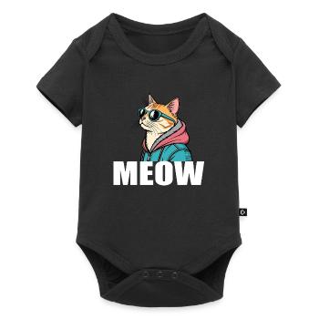 Cool cat design in pop art style for everyone - Baby Premium short-sleeve bodysuit - black - Front