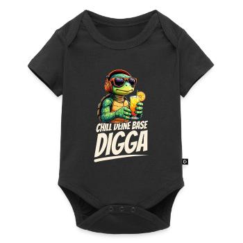Lustige DJ Schildkröte Sonnenbrille Chill deine - Baby Premium Kurzarmbody - Schwarz - Vorne