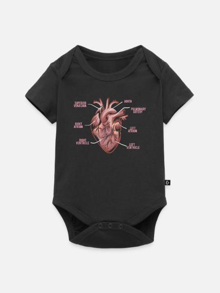 Herz Anatomie - Anatomie eines Herzens - Baby Premium Kurzarmbody - Schwarz