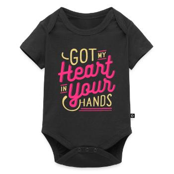 J'ai le coeur dans les mains t-shirt ✅ - Body à manches courtes Premium Bébé - noir - Devant