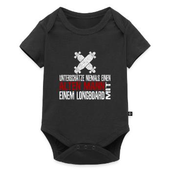 Longboard Gift Never Underestimate Old Man Grandpa - Baby Premium short-sleeve bodysuit - black - Front
