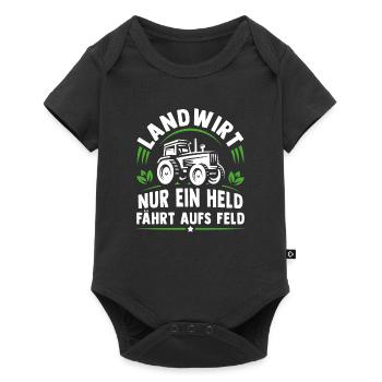 Landwirt nur ein held fährt aufs Feld - Baby Premium Kurzarmbody - Schwarz - Vorne