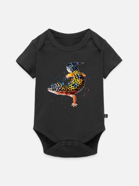 Leopard Gecko Reptile Keeper Lizard Watercolor - Baby Premium short-sleeve bodysuit - black