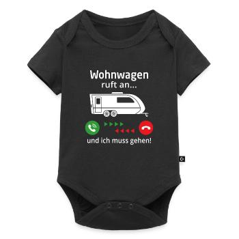 wohnwagen ruft an und ich muss gehen - Baby Premium Kurzarmbody - Schwarz - Vorne