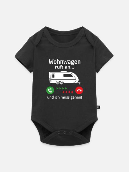 wohnwagen ruft an und ich muss gehen - Baby Premium Kurzarmbody - Schwarz
