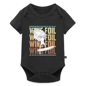 Wing Foil Wing Surf Saying Logo Lettering - Baby Premium short-sleeve bodysuit - black - Front