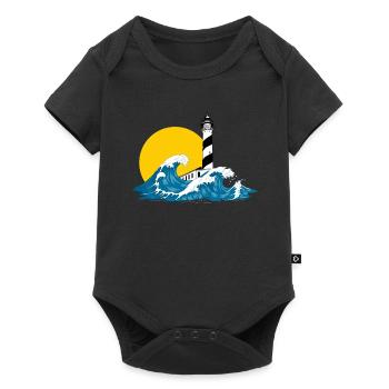 lighthouse wave Menorca - Baby Premium short-sleeve bodysuit - black - Front