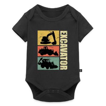 Road builder excavator driver excavator Retro Vintage - Baby Premium short-sleeve bodysuit - black - Front
