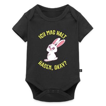 Ich mag halt Hasen, ok? Lustiger Kaninchen Spruch - Baby Premium Kurzarmbody - Schwarz - Vorne
