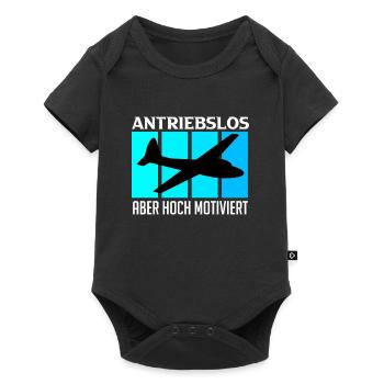 Piloten Spruch Segelflugzeug Antriebslos aber - Baby Premium Kurzarmbody - Schwarz - Vorne