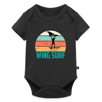 Wing Foil Silhouette Wing Surfer Foiler Cadeau - Body à manches courtes Premium Bébé - noir - Devant