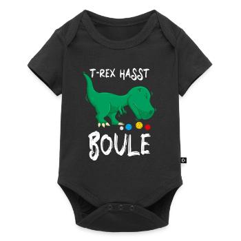 Lustiger Boule Spruch TRex hasst Boule Boccia - Baby Premium Kurzarmbody - Schwarz - Vorne