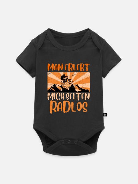 Mountainbike Geschenk MTB Spruch selten radlos - Baby Premium Kurzarmbody - Schwarz