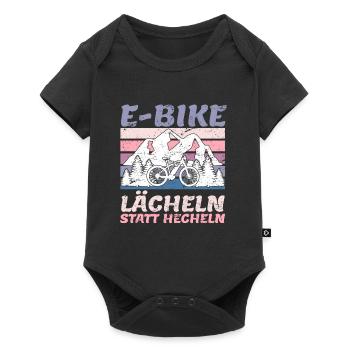 E-Bike lächeln statt hecheln EBiker Geschenk - Baby Premium Kurzarmbody - Schwarz - Vorne
