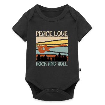 Vintage Gitarren Spruch Peace Love Rock n Roll - Baby Premium Kurzarmbody - Schwarz - Vorne