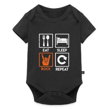 Rocker Saying Eat Sleep Rock Repeat Rock Music - Baby Premium short-sleeve bodysuit - black - Front