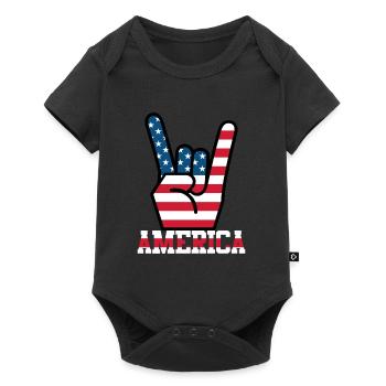 Amérique États-Unis drapeau drapeau rockers à main levée - Body à manches courtes Premium Bébé - noir - Devant